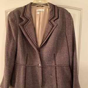 Brown jacket with gold metallic thread
